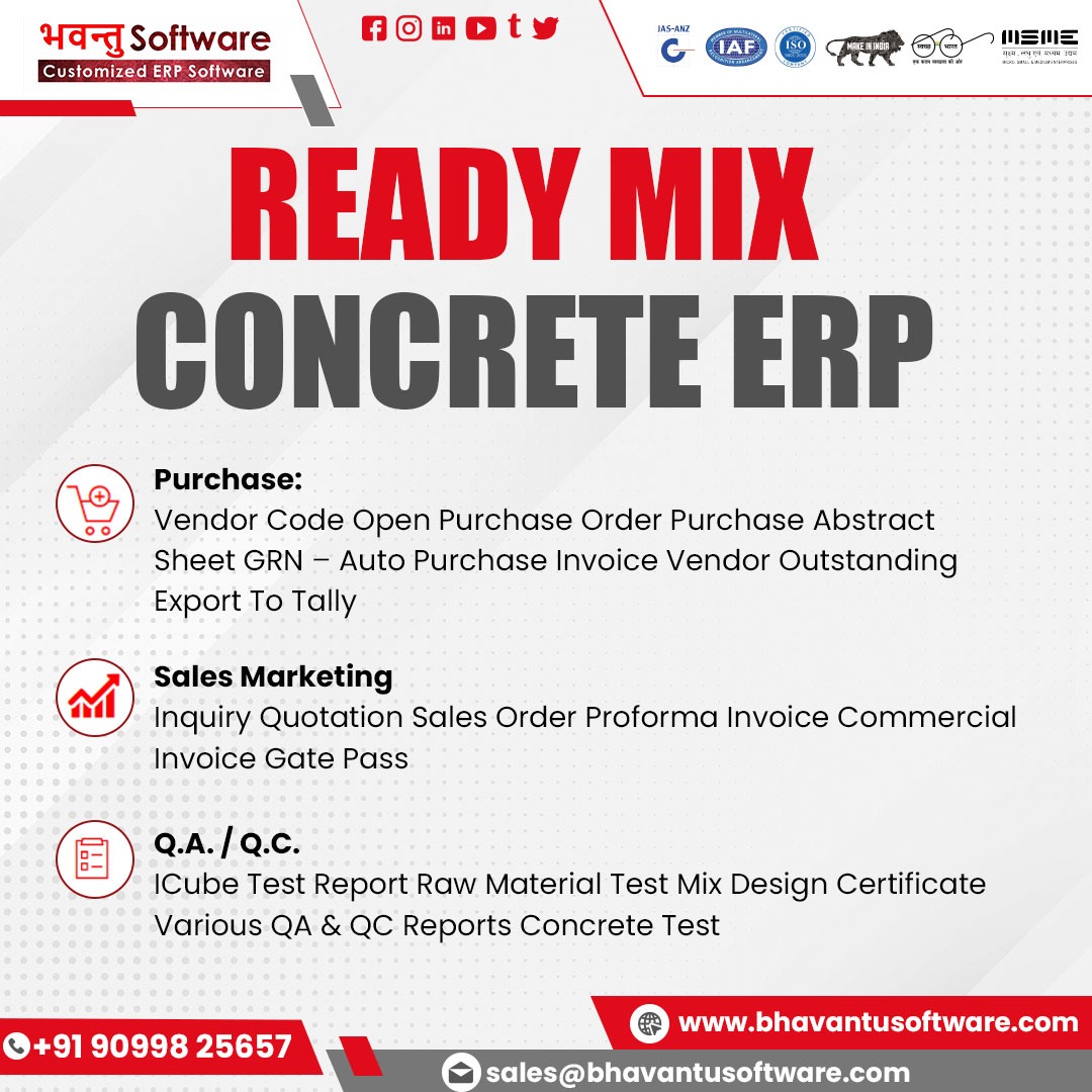 Ready Mix Concrete ERP Solution in Bihar - Bhavantu Software